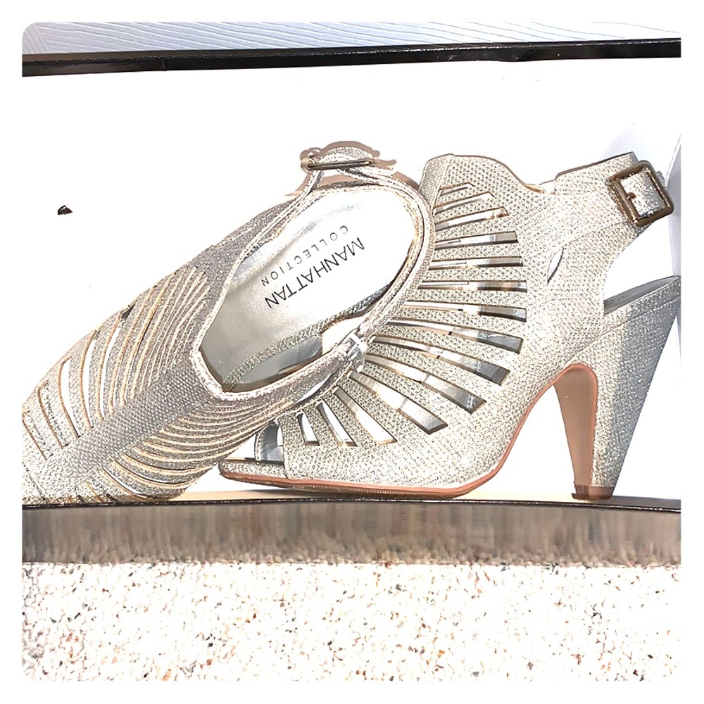 homecoming dress shoes, silver heels, size 8